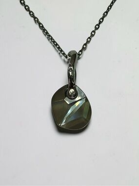 Swarovski Signed Swan Silver-Tone Smoky Gray Crystal Pendant Necklace
